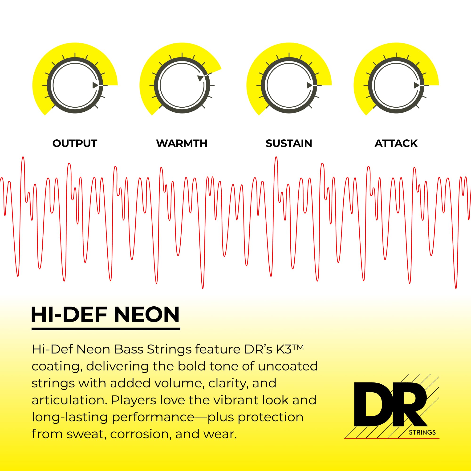 Amazon | DR ベース弦 NEON ニッケルメッキ イエロー カラー